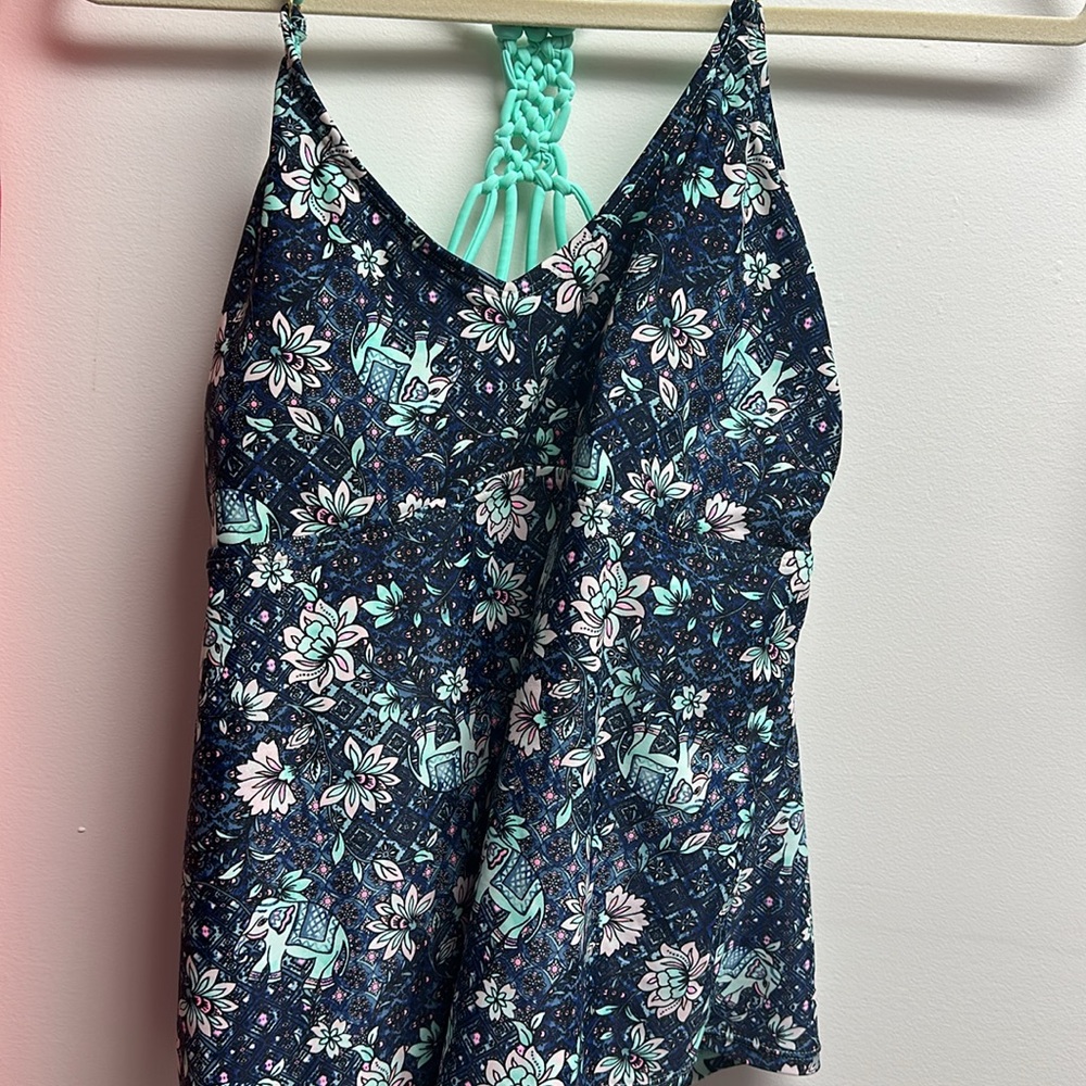 Arizona Jean Company Floral Bikini Top - Black and Mint Size XXL (juniors)